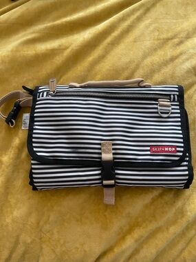 Skip Hop Black & White Striped Baby Travel Organizer Changing Pad